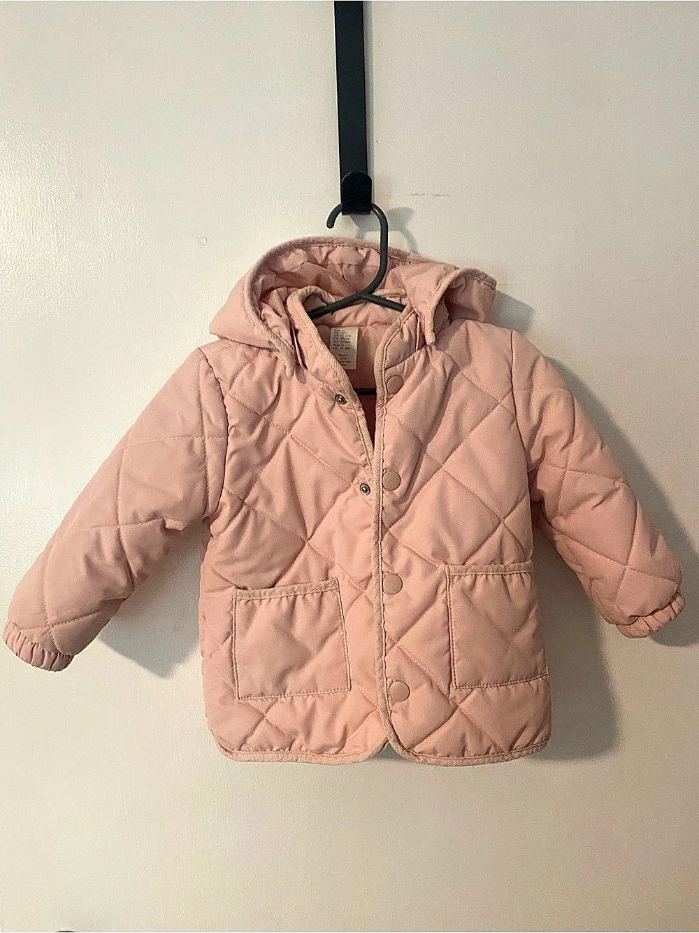 H&M Quilted Jacket Girls Pink Quilted Puffer Jacket Size 18M